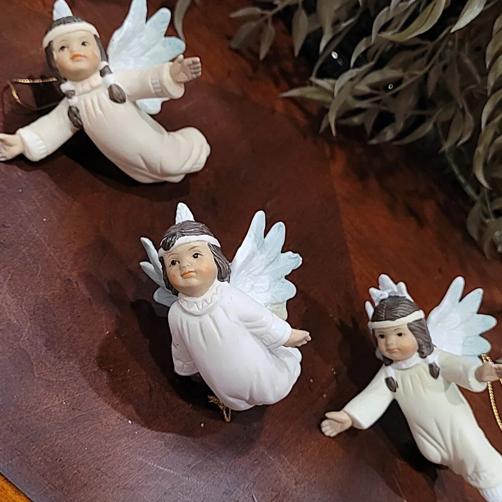 1993 House of Lloyd Native American Angel Ornaments Porcelain